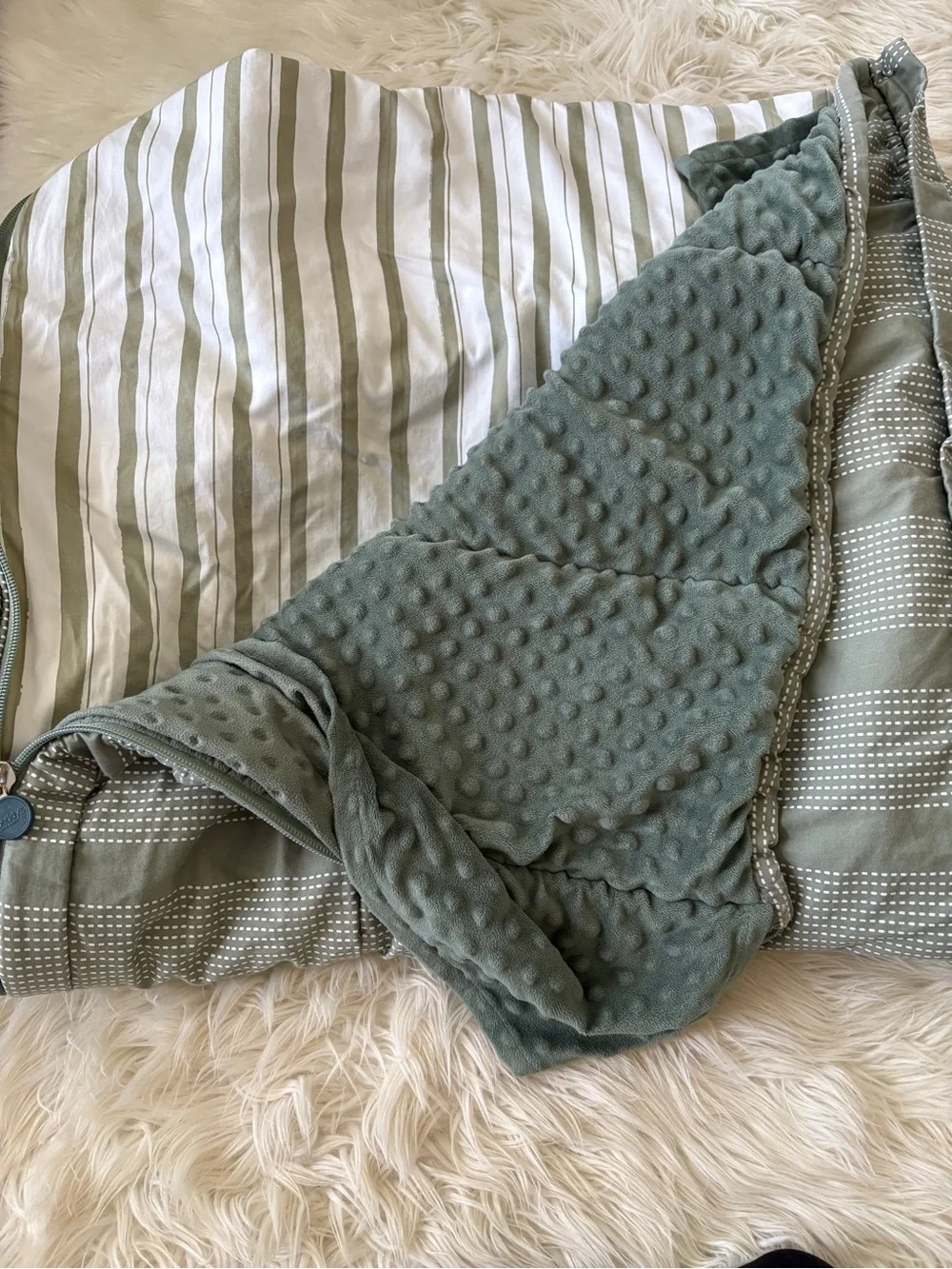 Green and white Toddler sized Beddy’s
